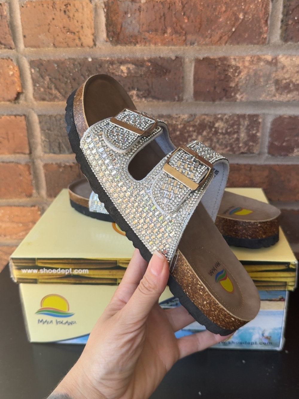 Women's Rhinestone Double-Buckle Sandals - Silver: RUNS SMALL - Picture 3 of 5